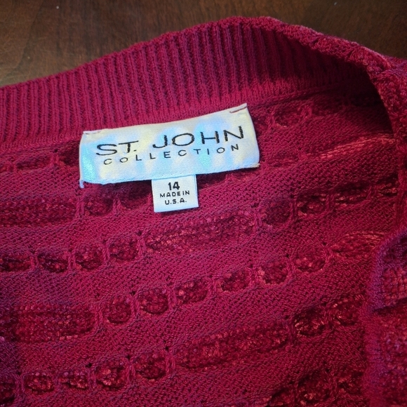 St. John Collection Sweaters - St. John Collection Red Knit Full Zip Long Sleeve Cardigan Sweater Women Size 14